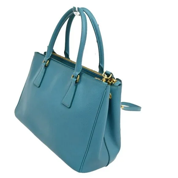 PRADA MILANO Logo 2Way Shoulder Hand Bag Saffiano Leather Blue GHW 12TA271 - Picture 4 of 16